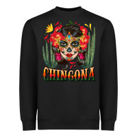 Black chingona sugar skull Heavyweight Sweatshirt - BundleAndBundleShop