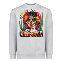 Heather Grey chingona sugar skull Heavyweight Sweatshirt - BundleAndBundleShop