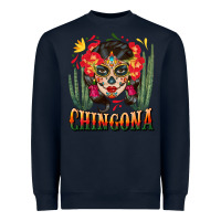Navy chingona sugar skull Heavyweight Sweatshirt - BundleAndBundleShop