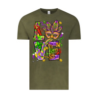 Vintage Olive Mardi Gras love Vintage Tee - HowdyJamesFarm