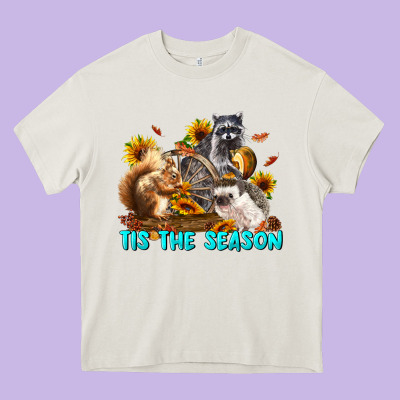 Fall Tis The Season Animals Heavy Core Tee Designed By Lillyallendesigns