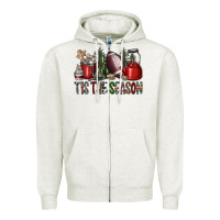 Oatmeal Heather tis the season Zipper Hoodie - SublimationCraftShop