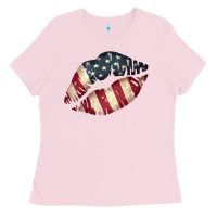 Bubblegum Pink Vintage American Flag Lips Ladies Tee - Bettercallsaul