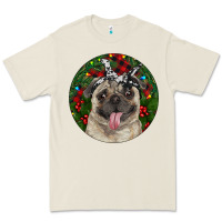 Bone Christmas Pug With Buffalo Plaid Premium Tee - RanaPortraitStore