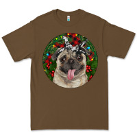 Cacao Christmas Pug With Buffalo Plaid Premium Tee - RanaPortraitStore