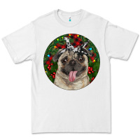 White Christmas Pug With Buffalo Plaid Premium Tee - RanaPortraitStore
