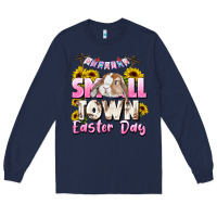 Navy Small town Easter Day Long Sleeve Tee - CowGirlArtShop