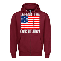 Burgundy Defend the Constitution US Political Protest Tee Zipper Hoodie - minhPixels