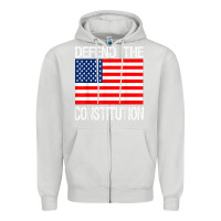 Dove Grey Defend the Constitution US Political Protest Tee Zipper Hoodie - minhPixels