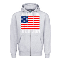 Heather Grey Defend the Constitution US Political Protest Tee Zipper Hoodie - minhPixels