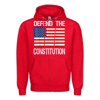 Red Defend the Constitution US Political Protest Tee Zipper Hoodie - minhPixels