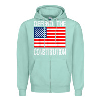 Seafoam Defend the Constitution US Political Protest Tee Zipper Hoodie - minhPixels