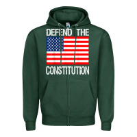 Sports Green Defend the Constitution US Political Protest Tee Zipper Hoodie - minhPixels