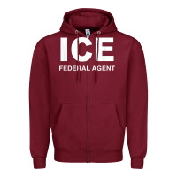 Burgundy ICE Federal Agent Halloween Costume Police Immigration Shirt Zipper Hoodie - minhPixels