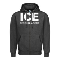 Charcoal Heather ICE Federal Agent Halloween Costume Police Immigration Shirt Zipper Hoodie - minhPixels