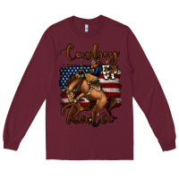 Burgundy cowboy up rodeo bucking bronco Long Sleeve Tee - Jasminsmagicworld