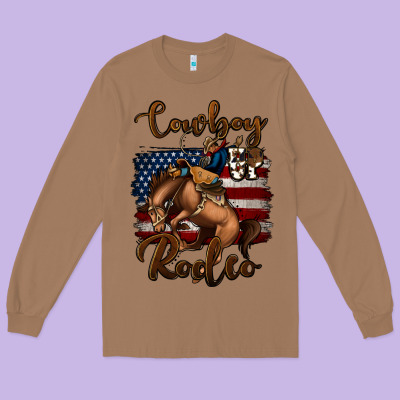 Cowboy Up Rodeo Bucking Bronco Long Sleeve Tee Designed By Jasminsmagicworld