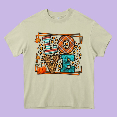 Fall Autumn Leopard Love Heavy Core Tee Designed By Lillyallendesigns