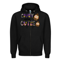 Black Candy Corn Cutie Zipper Hoodie - CowhideDigitalArt