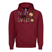 Burgundy Candy Corn Cutie Zipper Hoodie - CowhideDigitalArt