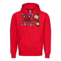 Red Candy Corn Cutie Zipper Hoodie - CowhideDigitalArt