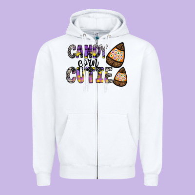Candy Corn Cutie Zipper Hoodie Designed By Cowhidedigitalart