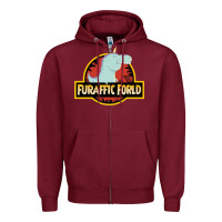 Burgundy Furaffic Forld Zipper Hoodie - minhPixels