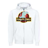White Furaffic Forld Zipper Hoodie - minhPixels