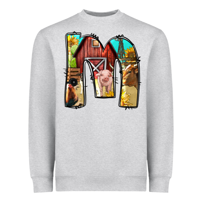 Farm Life Alphabet Lowercase Letters M Heavyweight Sweatshirt by BundleAndBundleShop | Teevron