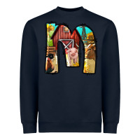 Navy farm life alphabet lowercase letters m Heavyweight Sweatshirt - BundleAndBundleShop