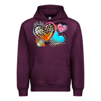 Mauve Wine western leopard  racing  hearts Urban Hoodie - AdoDesignShop