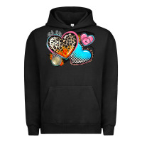 Pigment Black western leopard  racing  hearts Urban Hoodie - AdoDesignShop