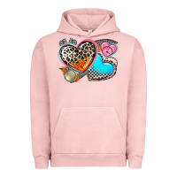 Pigment Salmon western leopard  racing  hearts Urban Hoodie - AdoDesignShop