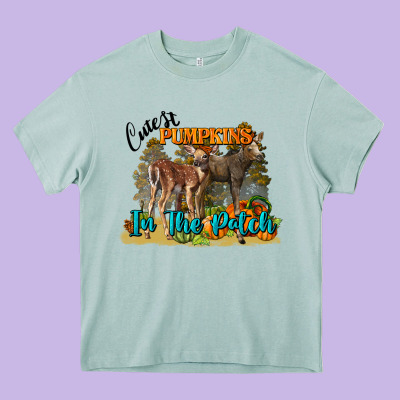 Fall Cutest Pumpkin In The Patch Deer Heavy Core Tee Designed By Lillyallendesigns