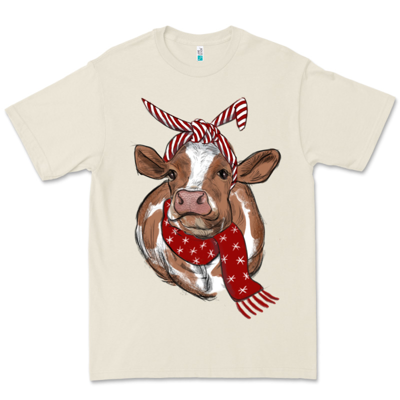 Christmas Heifer With Scarf Premium Tee by RanaPortraitStore | Teevron