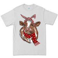 Dove Grey Christmas Heifer With Scarf Premium Tee - RanaPortraitStore
