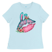 Baby Blue Eared Turquoise Pink Easter Lips Ladies Tee - Bettercallsaul