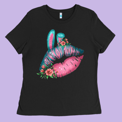 Eared Turquoise Pink Easter Lips Ladies Tee Designed By Bettercallsaul