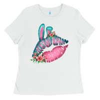 White Eared Turquoise Pink Easter Lips Ladies Tee - Bettercallsaul