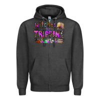 Charcoal Heather witches be trippin Zipper Hoodie - CowhideDigitalArt