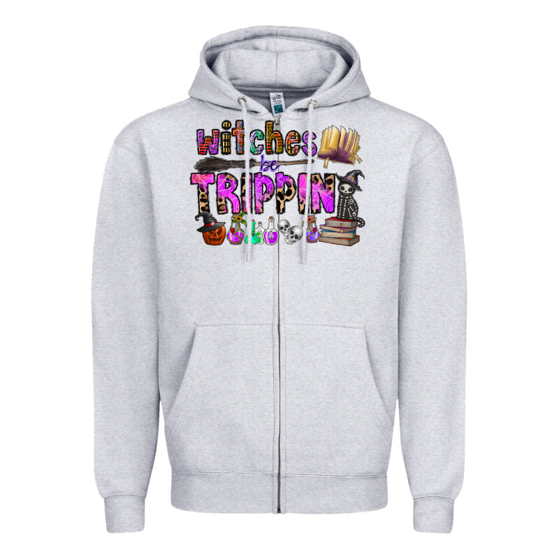 Witches Be Trippin Zipper Hoodie by CowhideDigitalArt | Teevron