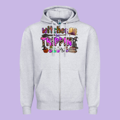 Witches Be Trippin Zipper Hoodie Designed By Cowhidedigitalart
