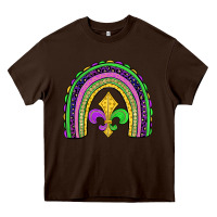 Chocolate Brown mardi gras fleur de lis rainbow Heavy Core Tee - JahusDesignShop