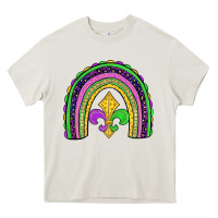 Cream mardi gras fleur de lis rainbow Heavy Core Tee - JahusDesignShop