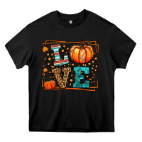 Black Fall Autumn Leopard Love Pumpkin Heavy Core Tee - LillyAllenDesigns