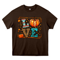 Chocolate Brown Fall Autumn Leopard Love Pumpkin Heavy Core Tee - LillyAllenDesigns
