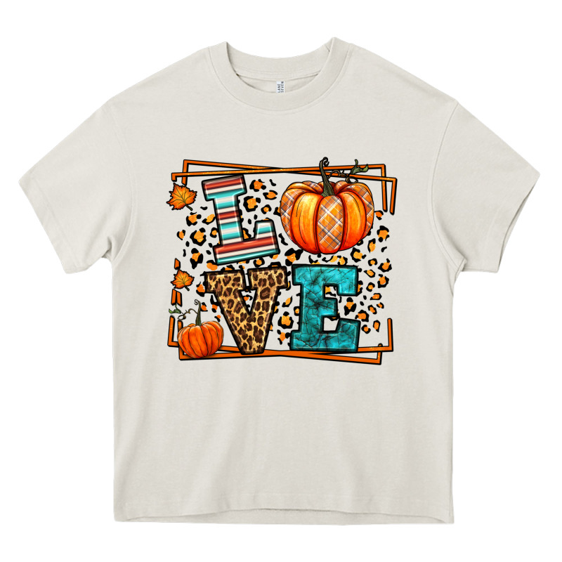 Fall Autumn Leopard Love Pumpkin Heavy Core Tee by LillyAllenDesigns | Teevron