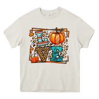 Cream Fall Autumn Leopard Love Pumpkin Heavy Core Tee - LillyAllenDesigns