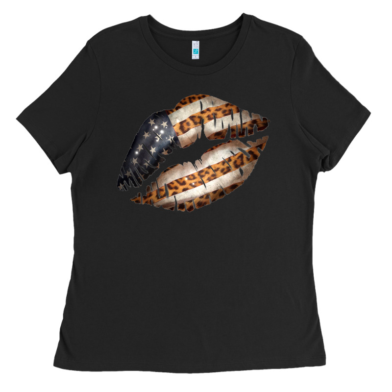Vintage American Flag With Leopard Pattern Ladies Tee by Bettercallsaul | Teevron