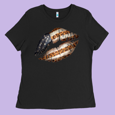 Vintage American Flag With Leopard Pattern Ladies Tee Designed By Bettercallsaul